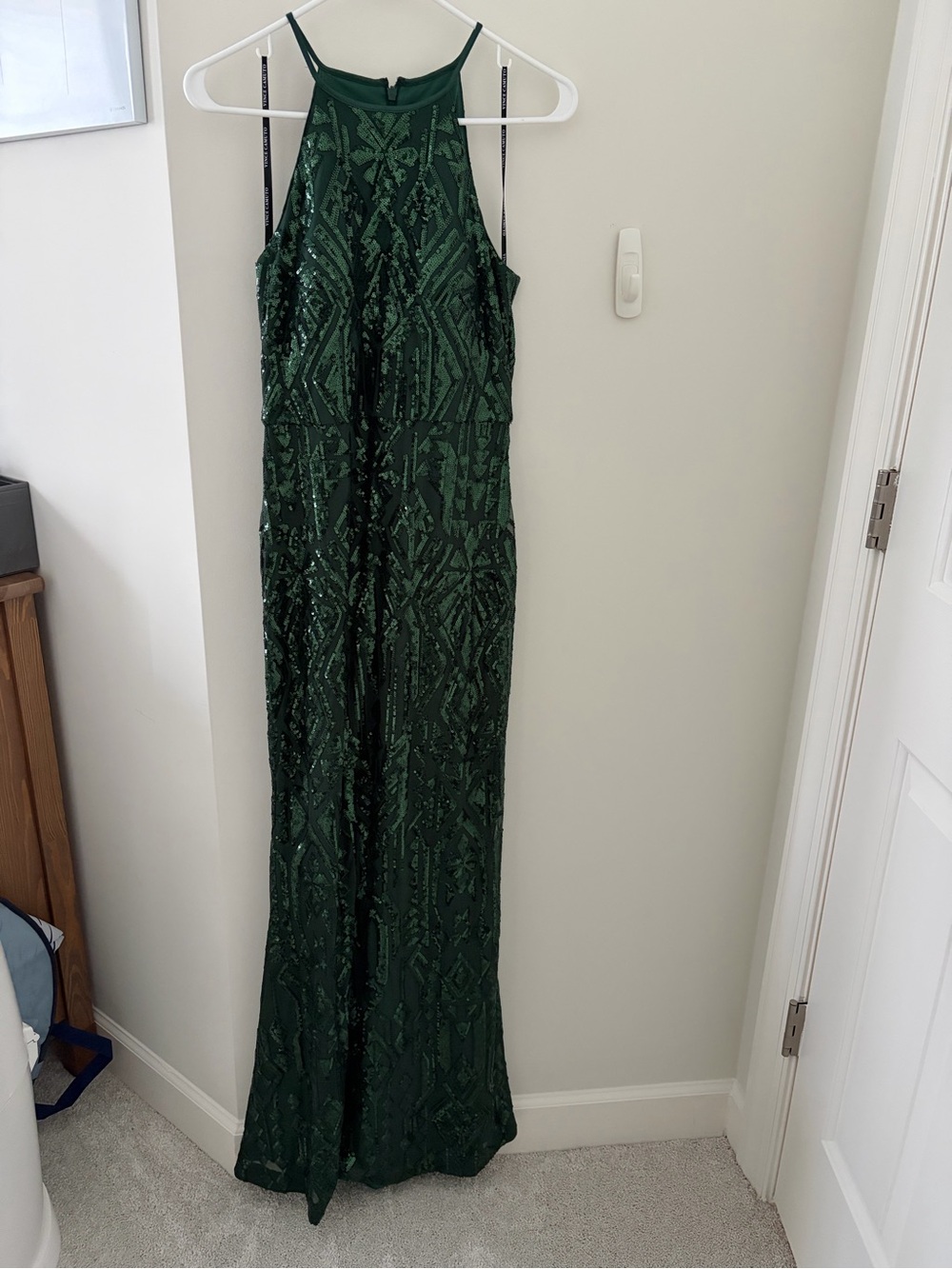 Vince Camuto Dark Green Sequin Maxi Dress